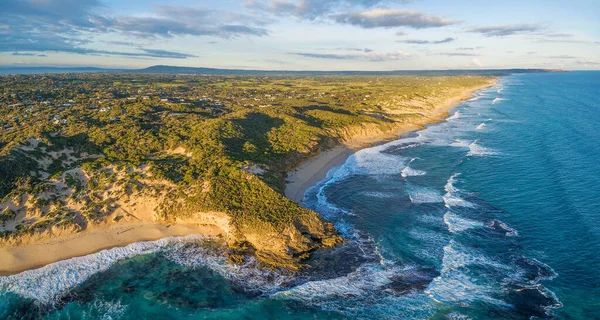 Aerial Panorama Beautiful Ocean Coastline Melbourne Australia — Stock Photo, Image