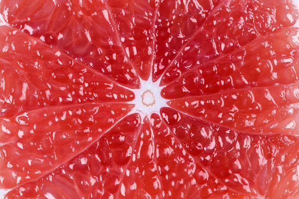 Red Grapefruit Slice Extreme Closeup — Stock Photo, Image