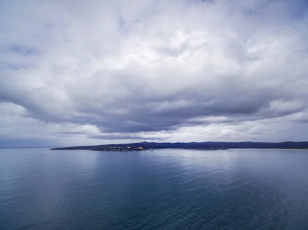 Minimalistic Aerial Landscape Nothing Water Patch Land Skies — Stock Photo, Image