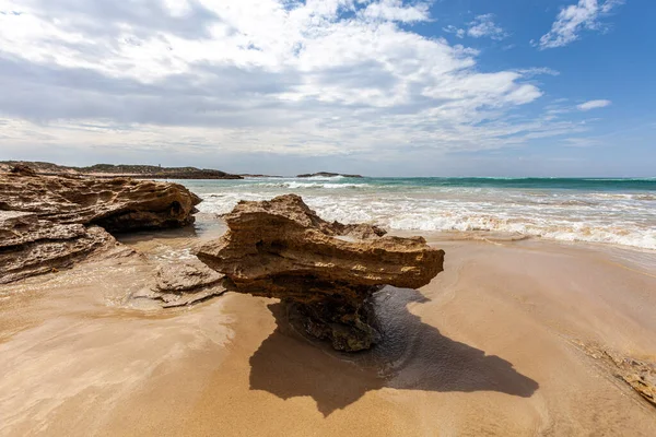 Lindas Formações Rochosas Erodidas Costa Oceânica Beachport Austrália Sul — Fotografia de Stock