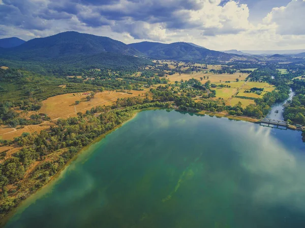Krásná Letecká Krajina Jezera Řeky Australské Krajině Letní Den — Stock fotografie
