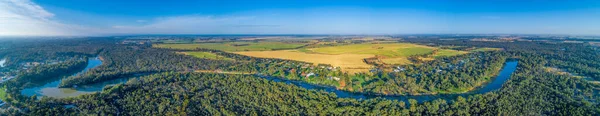 Panorama Udara Yang Lebar Dari Sungai Murray Pedesaan Yang Indah — Stok Foto