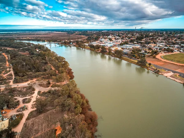 Flygfoto Över Floden Murray Och Staden Berri Hjärtat Riverland Regionen — Stockfoto