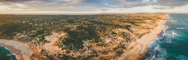 Luchtpanorama Van Rye Voorstad Mornington Peninsula Bij Zonsondergang Melbourne Australië — Stockfoto