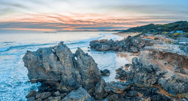 Panorama Aéreo Rocas Mirador Point Ritchie Atardecer Warrnambool Victoria Australia — Foto de Stock