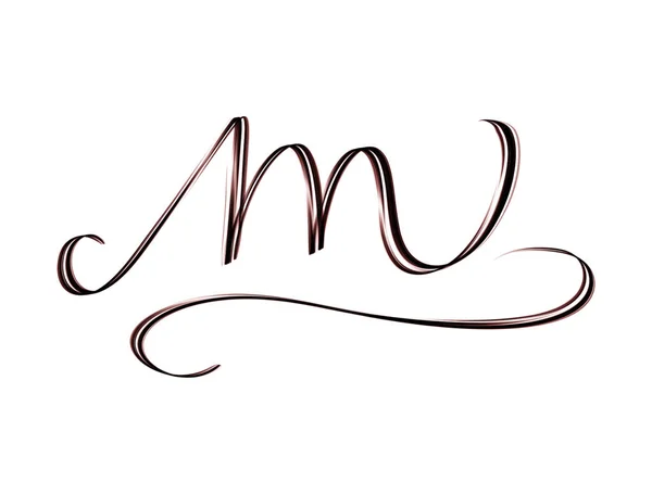 字母M 在白色背景上孤立的优雅的单字手绘 — 图库照片