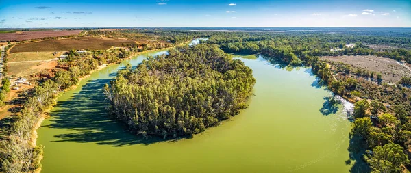 Flygfoto Panorama Över Vacker Kurva Murray River Ljusa Soliga Dag — Stockfoto