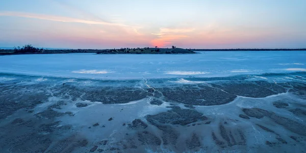 Sós Ausztrál Sivatagban Alkonyatkor Légi Panoráma — Stock Fotó