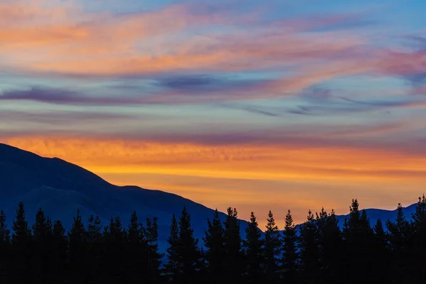 Lebendige Farben Des Sonnenuntergangs Über Den Canterbury Hills Südinsel Neuseeland — Stockfoto
