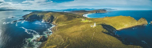 Αεροφωτογραφία Του Εθνικού Πάρκου South Bruny Και Του Φάρου Ηλιοβασίλεμα — Φωτογραφία Αρχείου