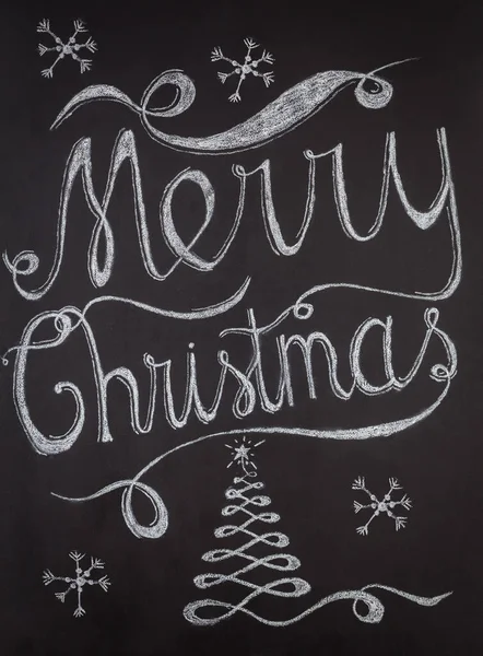 Feliz Navidad Mano Dibujado Letras Con Tiza Pizarra Elegante Diseño —  Fotos de Stock