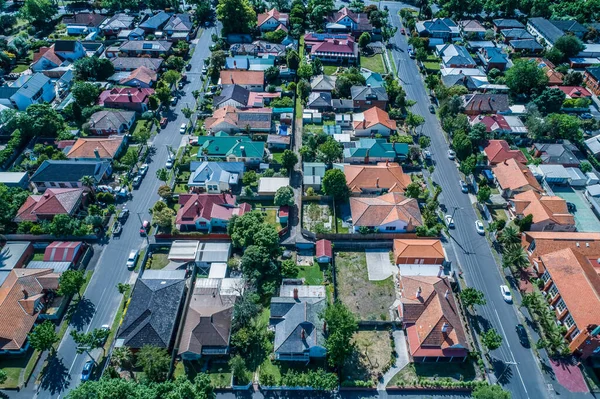 Olhando Para Baixo Casas Típico Subúrbio Australiano Vista Aérea — Fotografia de Stock