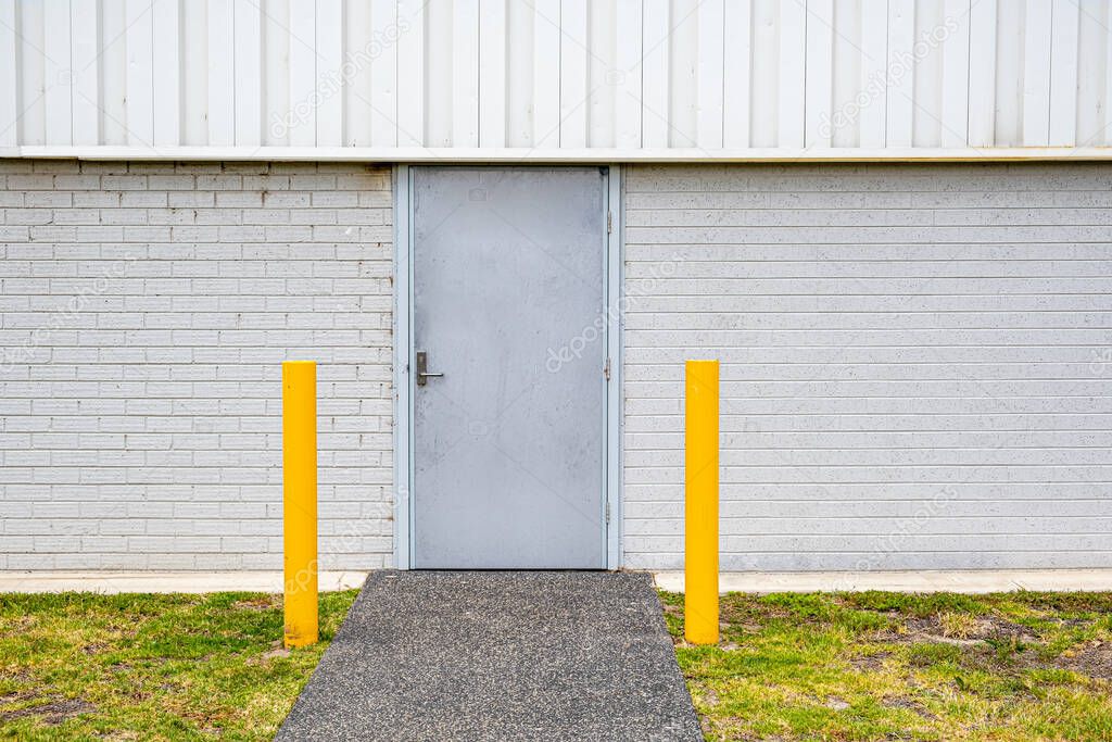 White back door to a large warehouse - closeup