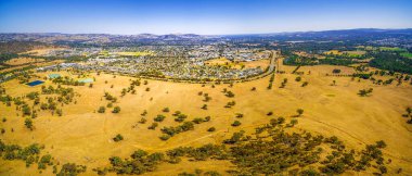 Wodonga 'nın hava panoramik manzarası - Victoria, Avustralya' da bir kasaba