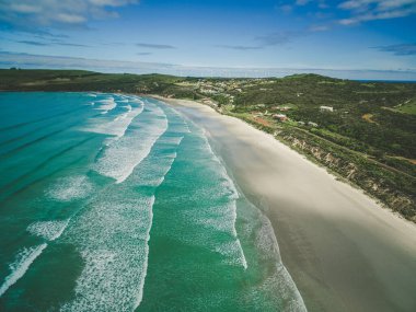 Cape Bridgewater plajının hava manzarası, Victoria, Avustralya