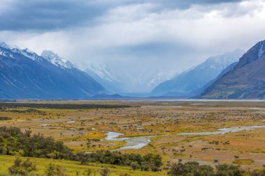 Tasman Nehri, Aoraki Dağı Cook Ulusal Parkı, Canterbury, Güney Adası, Yeni Zelanda