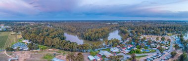 Murray Nehri Moama, New South Wales, Avustralya 'daki yerel bitki örtüsünün içinden geçiyor.