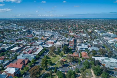 Melbourne, Avustralya 'daki yerleşim alanının hava görüntüsü