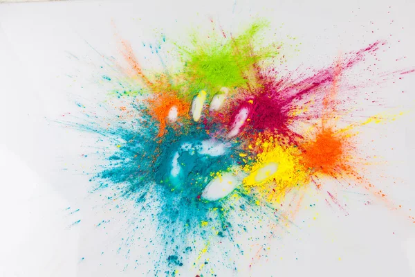 Impronta Mano Aperta Coloratissima Polvere Holi Tinta — Foto Stock