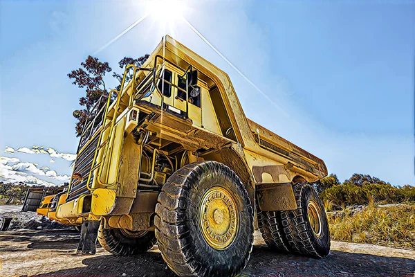 Enorme Dumper Truck Sotto Sole Opere Arte Digitali — Foto Stock