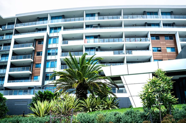 Looking up at residential building at Varsity Lakes suburb on Gold Coast, Queensland, Australia