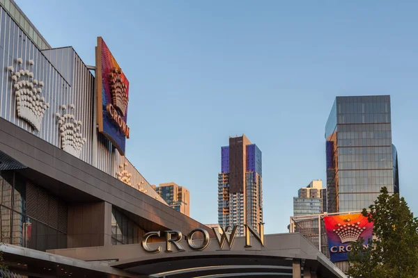 Melbourne Cbd Apr 2016 Crown Casino Jelek Közelkép — Stock Fotó