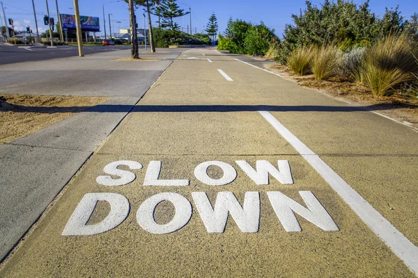 Big Slow Sign Footpath Closeup — Stok Foto