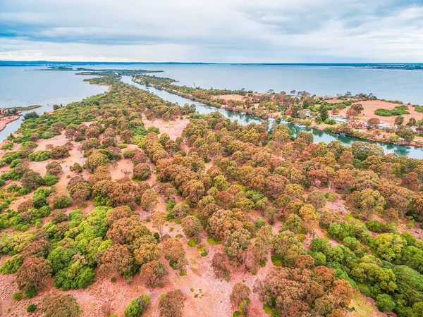 Luchtfoto Van Mitchell River Silt Jetties Bij Gippsland Lakes Reserve — Stockfoto