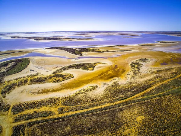 Flygfoto Rosa Salt Sjö Tyrrell Victoria Australien — Stockfoto