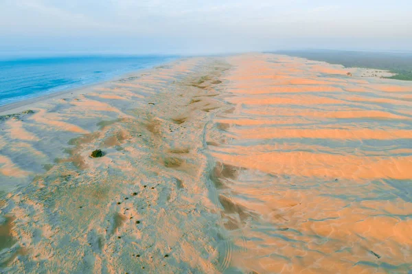 Stockton Beach Sand Dunes Sunrise Aerial View — Stock Photo, Image