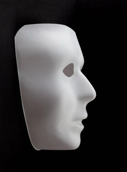 White Mask Emerging Black Background — Stock Photo, Image