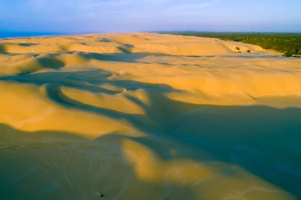 Anna Bay Sand Dunes Sunrise Aerial View New South Wales — Stock Photo, Image