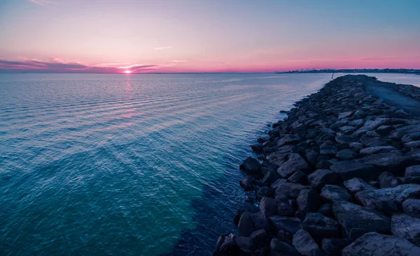 Veduta Aerea Del Bellissimo Tramonto Sull Acqua — Foto Stock