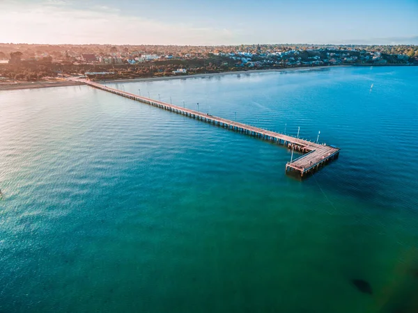 Pandangan Udara Frankston Pier Saat Matahari Terbenam Victoria Australia — Stok Foto