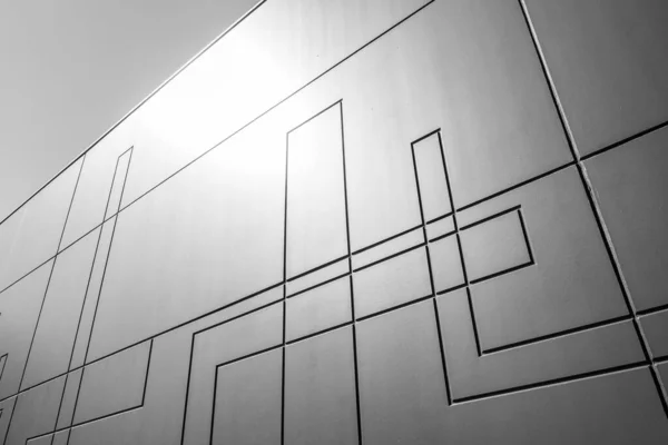 Konsep Minimalisme Arsitektur Pandangan Perspektif Dinding Beton Dengan Pola Garis — Stok Foto