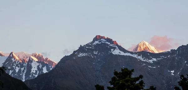 Majestuosos Picos Altos Los Alpes Del Sur Atardecer Nueva Zelanda —  Fotos de Stock