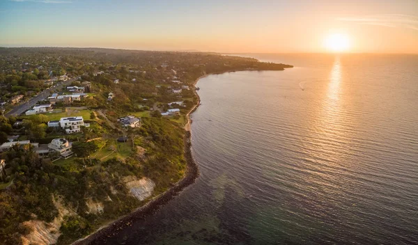 Panorama Aéreo Costa Península Mornington Cerca Olivers Hill Atardecer Hermoso — Foto de Stock