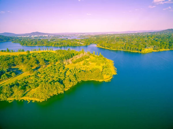 Widok Powietrza Jezioro Burley Griffin Canberra Australia — Zdjęcie stockowe