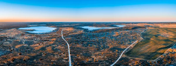 Salt Lakes Kenyon Crosbie Desert Sunset Aerial Panorama — Stok Foto