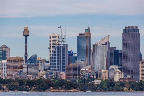 Sydney Australia October 2017 Skyscrapers Airplane Flying — Stock Photo, Image