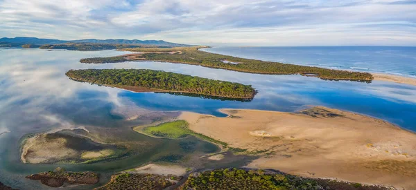 Flygfoto Panorama Landskap Horse Island Och Ocean Coastline Mallacoota Victoria — Stockfoto