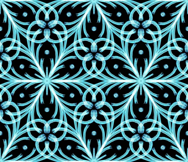 Winter Frost Snowflakes Theme Seamless Hand Drawn Pattern — Stock Photo, Image