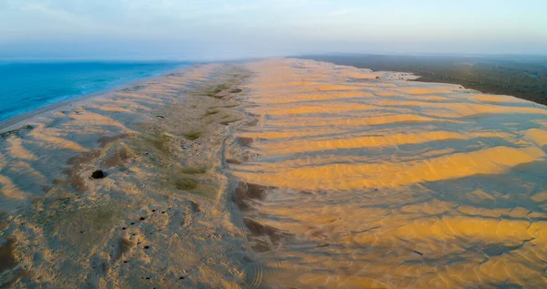 Aerial Panorama Stockton Beach Sand Dunes Sunrise Anna Bay New — Stock Photo, Image