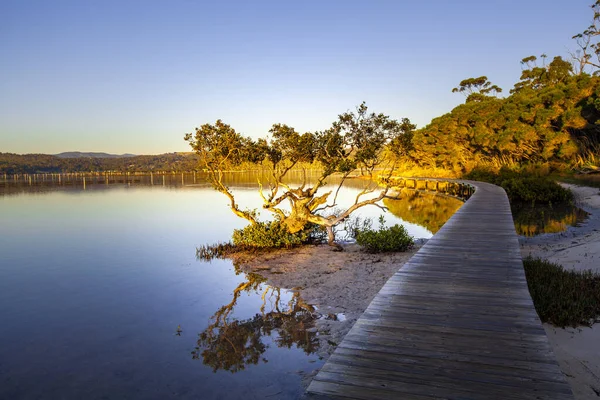 Ηλιοβασίλεμα Στη Λίμνη Μέριμπουλα Boardwalk Βικτώρια Αυστραλία — Φωτογραφία Αρχείου