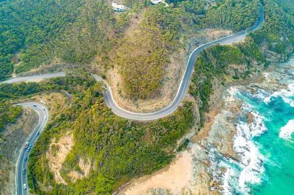 Curvas Pintorescas Famosa Great Ocean Road Junto Hermosa Costa — Foto de Stock