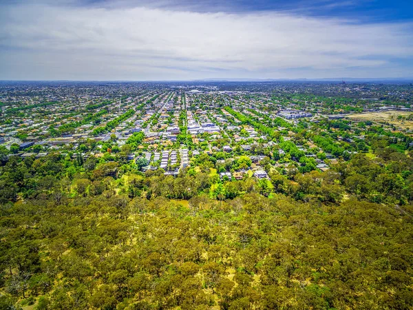 Αεροφωτογραφία Του Πάρκου Και Της Προαστιακής Περιοχής Στη Μελβούρνη Αυστραλία — Φωτογραφία Αρχείου