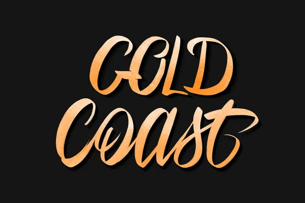 Gold Coast Belettering Donkere Achtergrond — Stockfoto