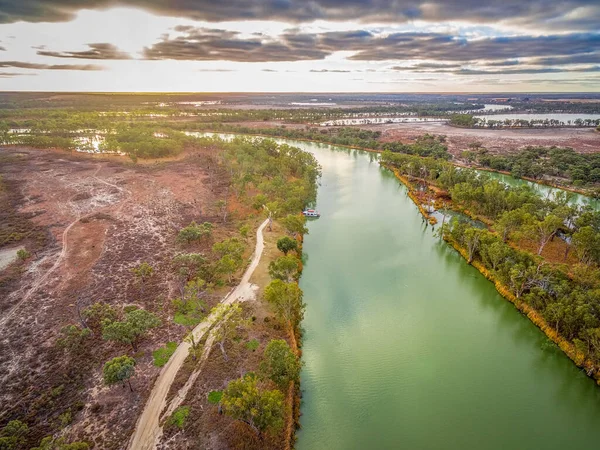Pemandangan Udara Sungai Murray Yang Megah Mengalir Antara Pulau Pulau — Stok Foto