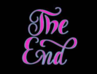 Bitiş - siyah arka planda izole edilmiş pembe el yazısı