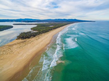 Mallacoota kasabası yakınlarındaki okyanus kıyı şeridi, Victoria, Avustralya
